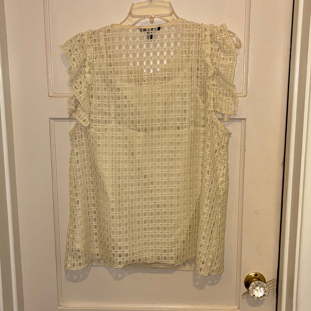 NEW BANANA REPUBLIC Elegant Cream Lace Women's Top BLOUSE EYELET CROCHET SZ MED - Picture 17 of 17